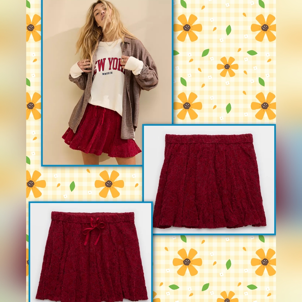 Aerie Lace Godet Skirt